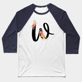 Letter W With Watercolor Floral Wreath Baseball T-Shirt